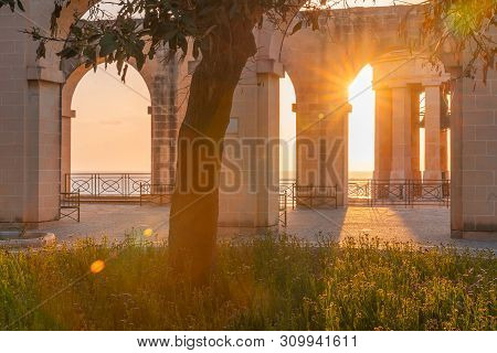 Malta. Valletta. Upper Barrakka Gardens. Famous Attraction On Malta Island.