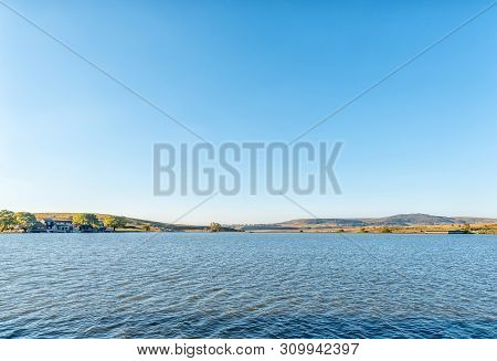 Vrede, South Africa - May 1, 2019: The Dam At Vrede, In The Free State Province. Holiday Homes And T