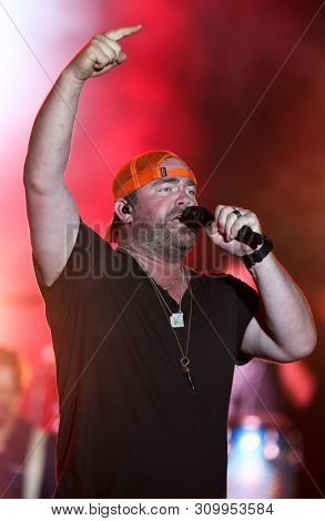 FARMINGVILLE, NY - JUL 3: Lee Brice performs in concert at The Fest at Long Island Community Hospital at Bald Hill on July 3, 2019 in Farmingville, New York.