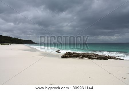 Australia White Sand Beach - Hyams Beach In Jervis Bay, New South Wales.