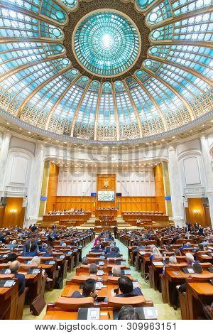Bucharest, Romania - June 26, 2019: Joint Meeting Of The Reunited Chambers Of The Romanian Parliamen