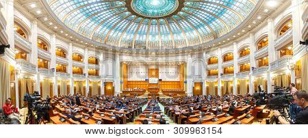 Bucharest, Romania - June 26, 2019: Joint Meeting Of The Reunited Chambers Of The Romanian Parliamen