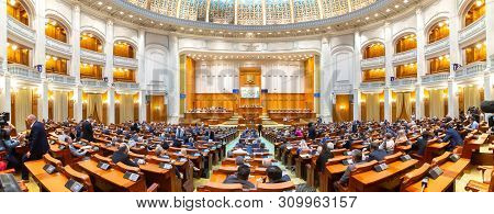 Bucharest, Romania - June 26, 2019: Joint Meeting Of The Reunited Chambers Of The Romanian Parliamen