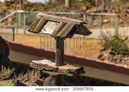 Old Bird Wood Shelter With Roof In Need Of Repair. Visitor And Tourist Information Center. National 
