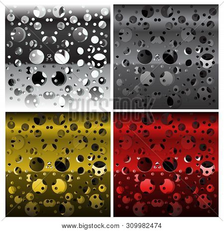 Set Of Textures Of Perforated Multi-layer Iron, Different Colors