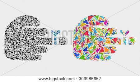 Hand Finger Injury Collage Icon Of Triangle Items Which Have Various Sizes And Shapes And Colors. Ge