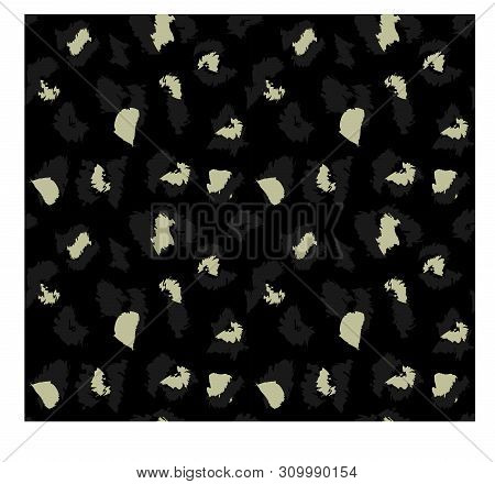 Dark Digital Leopard Seamless Print Pattern In Black And Beige