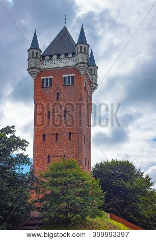 Denmark, Jutland Peninsula, Esbjerg The Water Tower In The Outskirts Of The Town
