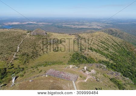 Aerial View Of Alto Do Ceu Observatory, Chapada Dos Guimaraes, Mato Grosso, Brazil. Great Landscape.