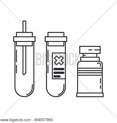 Line Medical Pharmaceutica Set Icon Flask, Tube. Professional Equipment Symbol. Science, Pharmacy, M