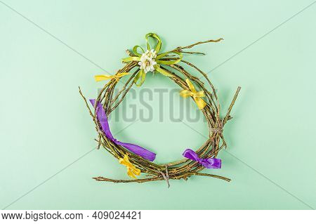 Diy And Kid's Creativity. Step By Step Instruction: How To Make Easter Wreath Or Nest From Twigs. St