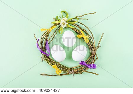 Diy And Kid's Creativity. Step By Step Instruction: How To Make Easter Wreath Or Nest From Twigs. St