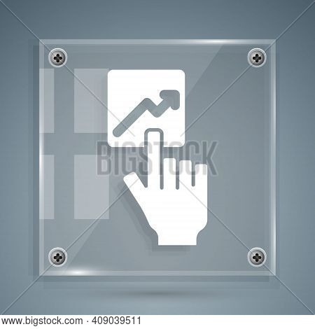 White Leader Of A Team Of Executives Icon Isolated On Grey Background. Square Glass Panels. Vector