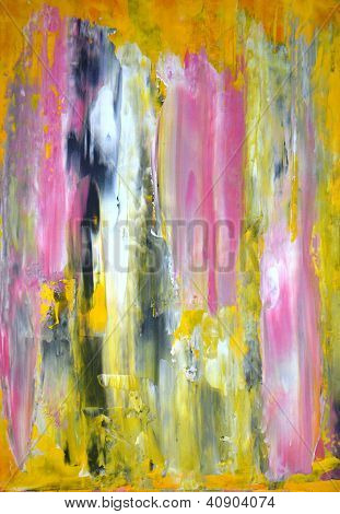 Pink and Yellow Abstract Art Painting