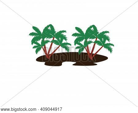 Some Green Tree Vector With Brown Soil. This Vector Is Very Suitable To Complement Your Design. Simp