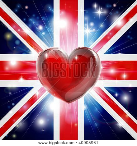 Amore Uk Flag cuore sfondo