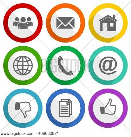 Flat Design Web Icons, Set Of Social Media Vector Internet Buttons