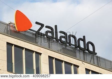 Berlin, Germany - July 12, 2020: Zalando Logo On A Building. Zalando Se Is A European E-commerce Com