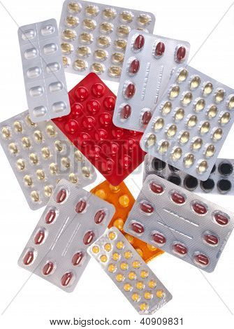 Capsules en pillen verpakt in blaren