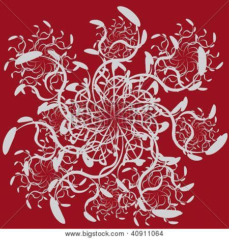 มณีนามธรรมบนพื้นหลังสีแดง