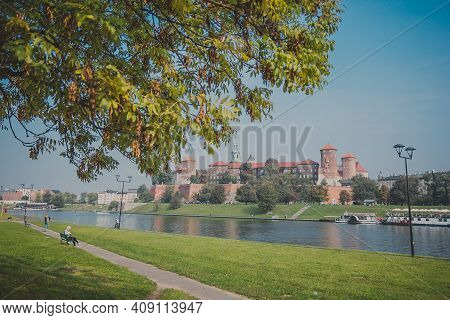 The Wawel Royal Castle In Krakow, Poland. Built At The Behest Of King Casimir Iii The Great. The Cas