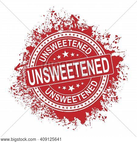Red Unsweetened Splash Ink Rubber Stamp On White