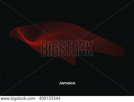 Dynamic Line Wave Map Of Jamaica. Twist Lines Map Of Jamaica. Political Map Jamaica