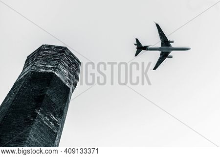 Airplane Tower Abstract In Mono - Georgetown Seattle, Washington