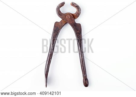 Old Pliers. Pastizzi On A White Plate Close-up.
