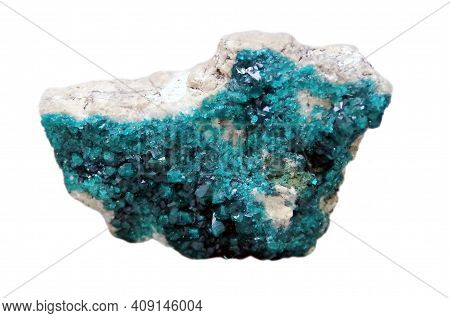 Natural Crude Dioptase Stone On White Background