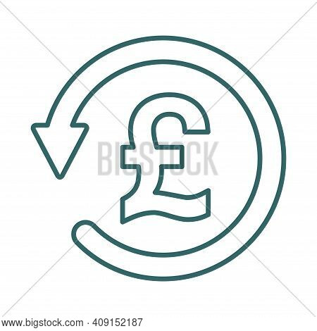Chargeback Pound Icon Symbol, Return Gbp Money Isolated On White Background .