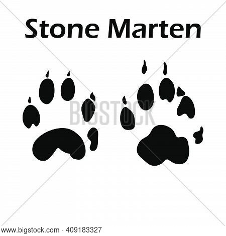 Stone Marten Footprint. Black Silhouette Design. Vector Illustration.