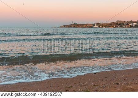 Russia, Crimea: September 2020: Bay Of Azov Sea, View Of Cape Kazantip