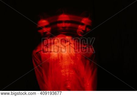 Blurry Female Portrait Of A Psychotic With Bipolar And Schizophrenic Disorders