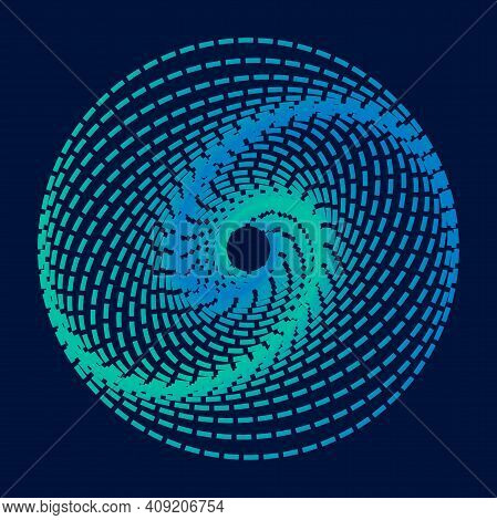 Twisted Colored Spiral. Curved Wireframe Tunnel. Vector Logo Element.