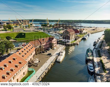 Klaipeda, Lithuania - August 9, 2020: Aerial View Of Beautiful Yachts By The Pier In The Yacht Club