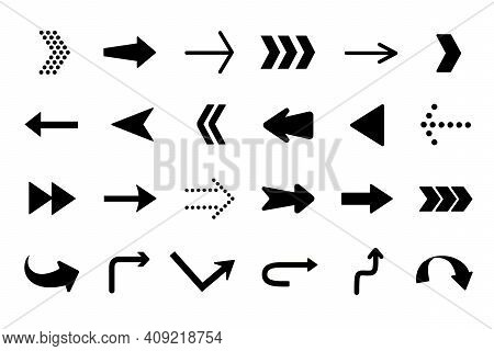 Bige Set Arrow Icons. Collection Of Different Arrow Signs. Black Vector Arrows. Vector Illustrations