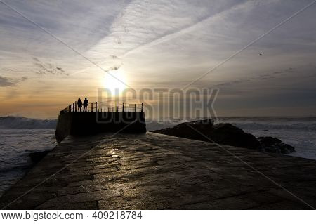 sunset on a cloudy day at porto