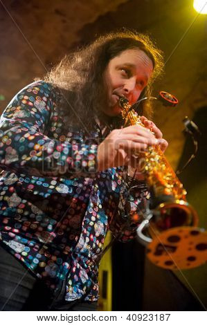 Prag - 31 Aralık: Ritm Desperadous grup yapan Agharta Jazz Club'ta 2013 yeni yıl cel