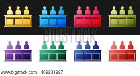 Set Jurors Icon Isolated On Black And White Background. Vector