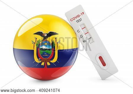 Diagnostic Test For Coronavirus In Ecuador. Antibody Test Covid-19 With Ecuadorian Flag, 3d Renderin