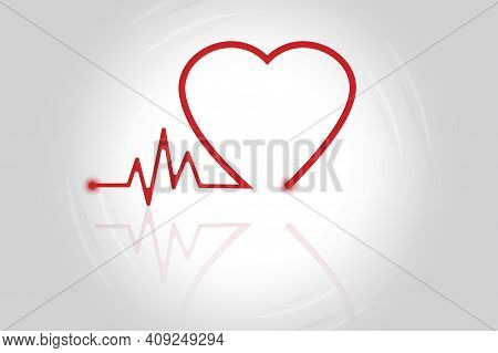 Red Heart Pulse. Health Care. Heartbeat Sign. Isolated Vector Illustration. Stock Image.