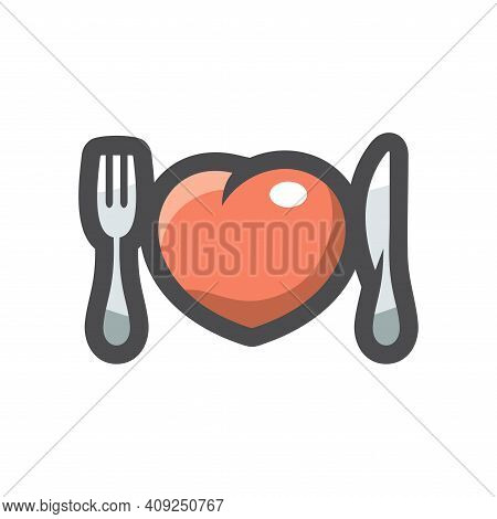 Heart Breaker Cutlery Vector Icon Cartoon Illustration.