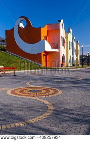 Modern architecture Opile sklepy in Velke Pavlovice, Southern Moravia, Czech Republic
