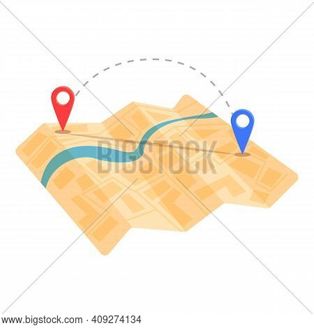 Cartography Itinerary Icon. Cartoon Of Cartography Itinerary Vector Icon For Web Design Isolated On 