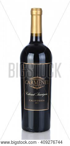 IRVINE, CA - January 05, 2014: A bottle of Carmenet Reserve Cabernet Sauvignon 2011. Carmenet Vineyards is an award winning winery in Sonoma, Cslifornia.