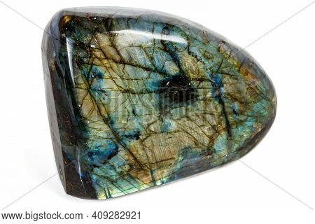 Macro Labradorite Mineral Stone On White Background