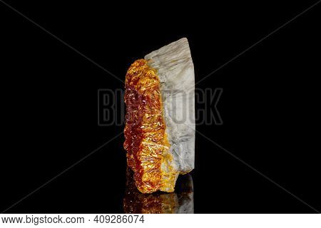 Macro Mineral Stone Orpiment On Black Background