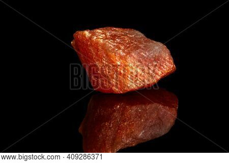 Macro Mineral Stone Nepheline Sunny Stone Black Background