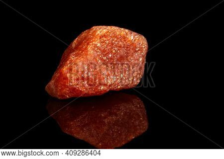 Macro Mineral Stone Nepheline Sunny Stone Black Background